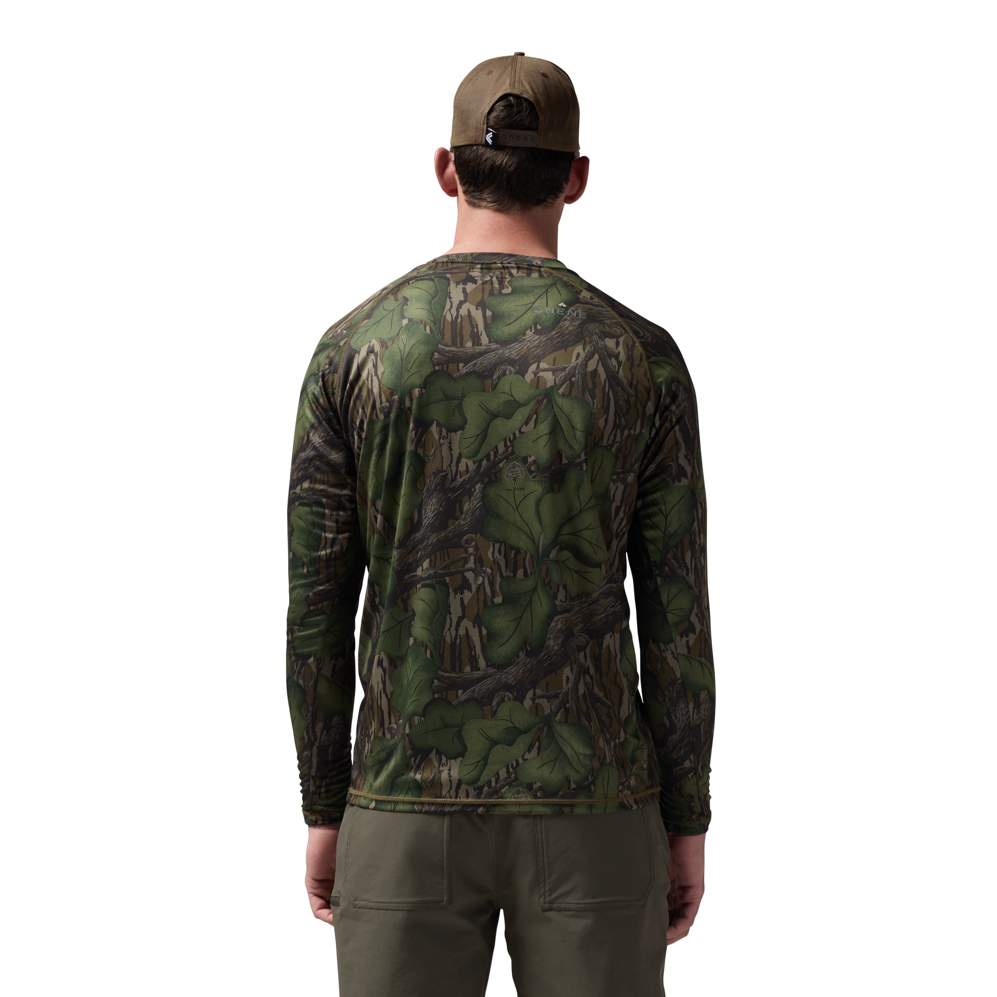 Vale 105 Synthetic Crew L/S in Mossy Oak Full Foliage, on model #mossy_oak_full_foliage