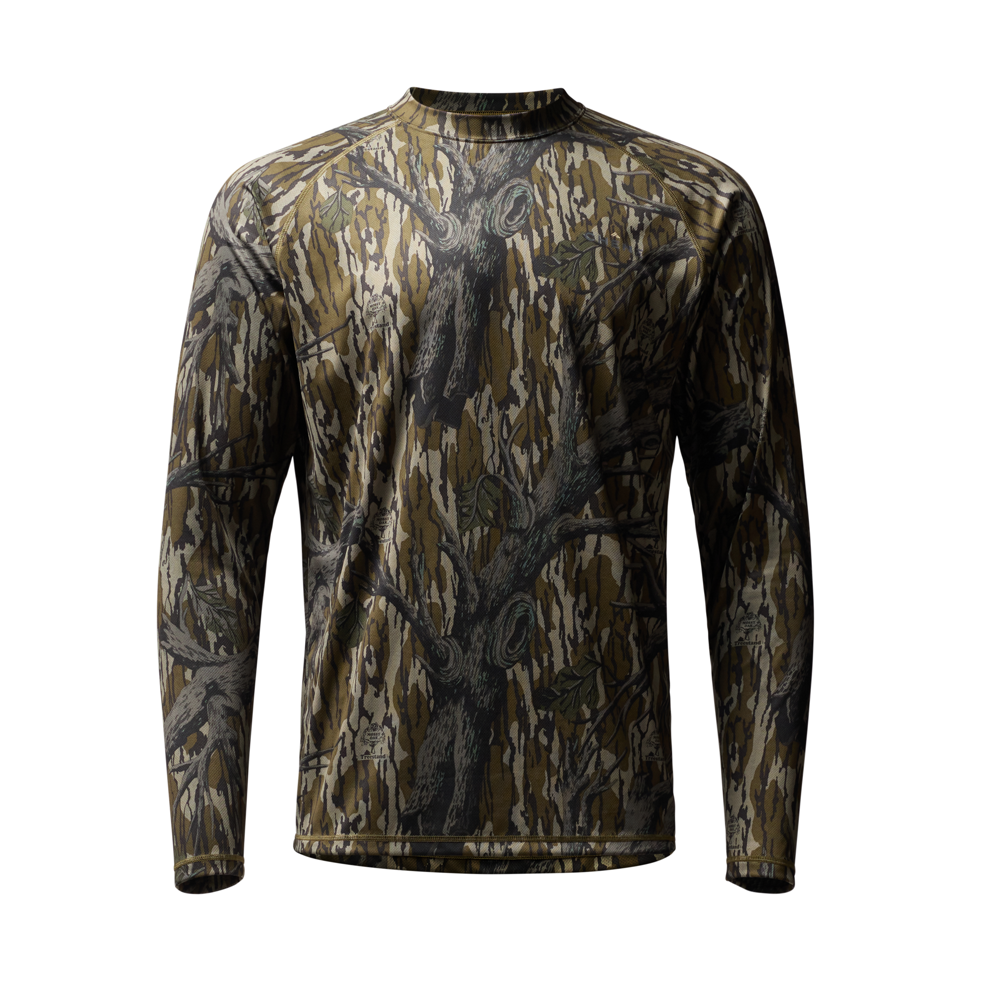 Vale 105 Synthetic Crew L/S in Mossy Oak Bottomland, front view #mossy_oak_original_treestand