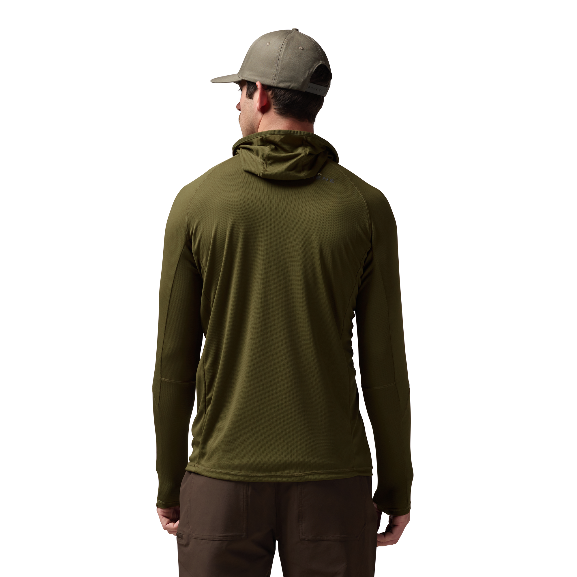 Vale 105 Synthetic Hoodie in Dark Olive, on model #dark_olive