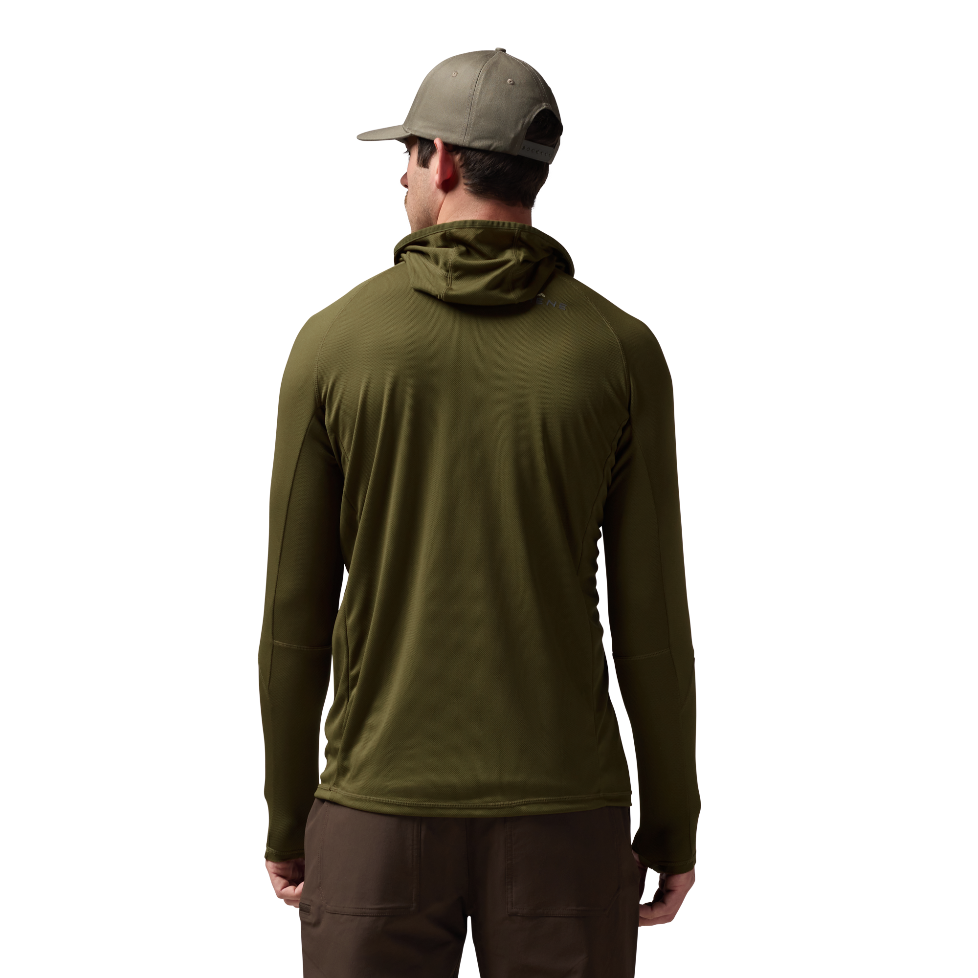 Vale 105 Synthetic Hoodie in Dark Olive, on model #dark_olive
