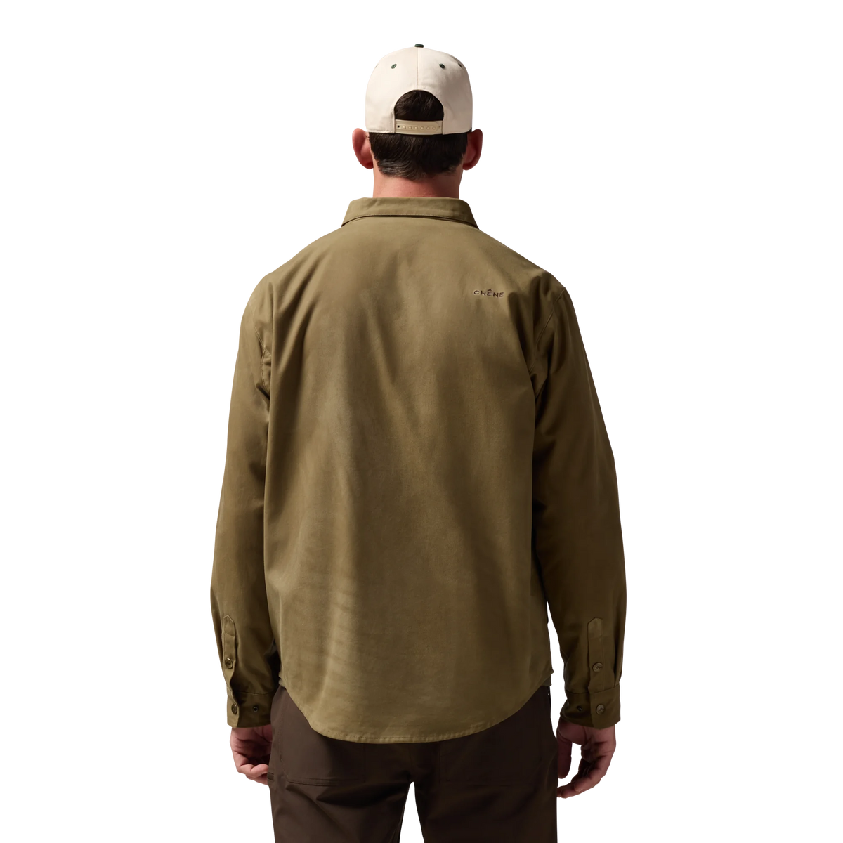 Founder's Reserve Waxed Jac-Shirt in Field Khaki, on model #field_khaki