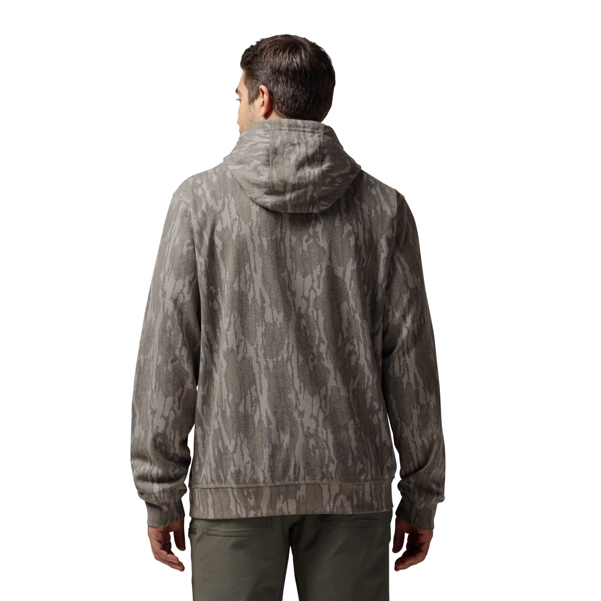 Washed Out Camo Logo Hoodie in Mossy Oak Original Bottomland, on model #mossy_oak_original_bottomland