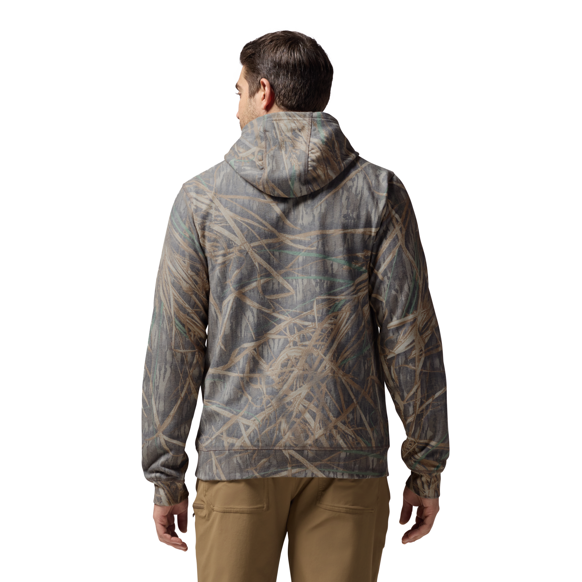 Washed Out Camo Logo Hoodie in Mossy Oak Original Shadow Grass, on model #mossy_oak_original_shadow_grass
