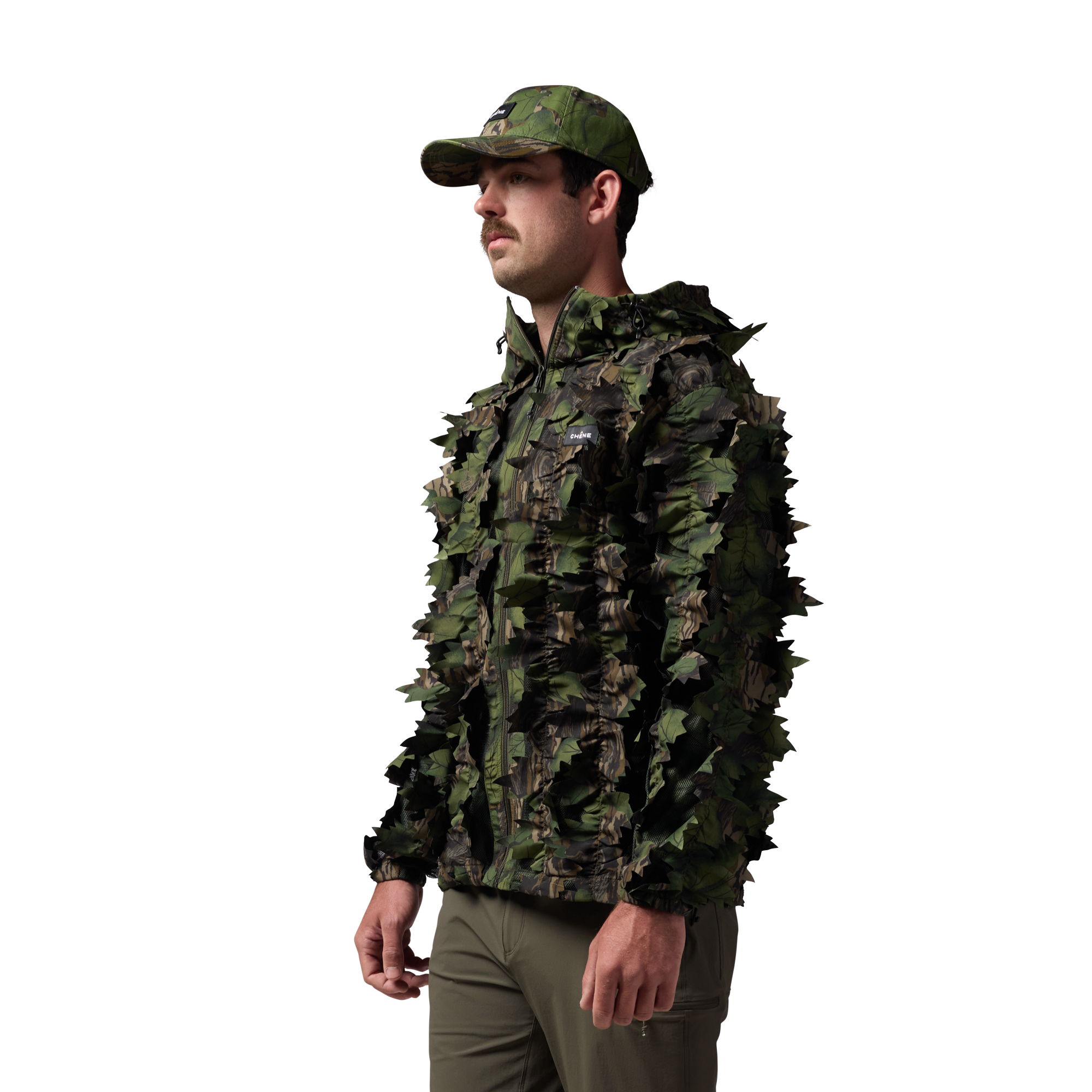 Deception Leafy Jacket in Mossy Oak Full Foliage, on model #mossy_oak_full_foliage