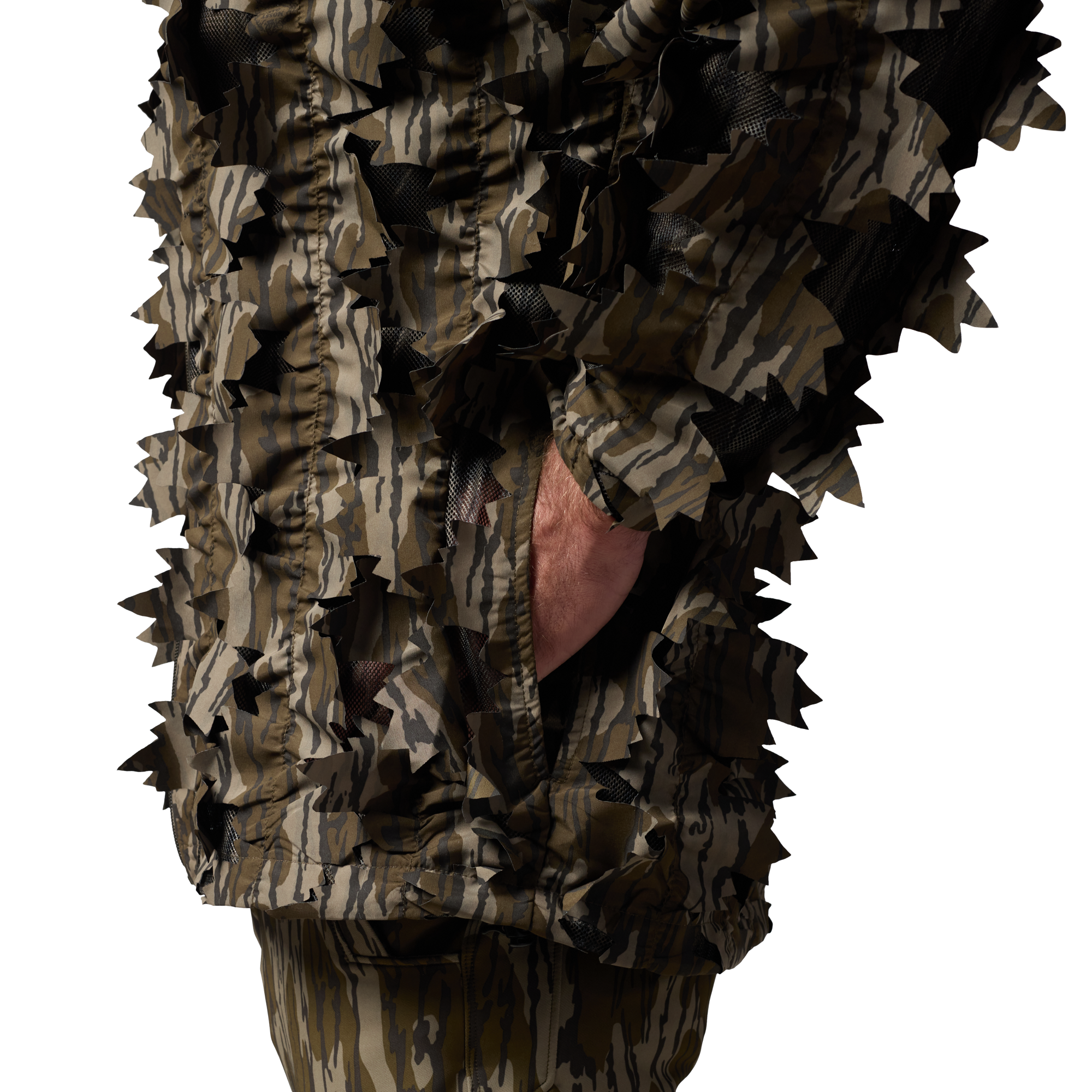 Deception Leafy Jacket in Mossy Oak Original Bottomland, on model #mossy_oak_original_bottomland