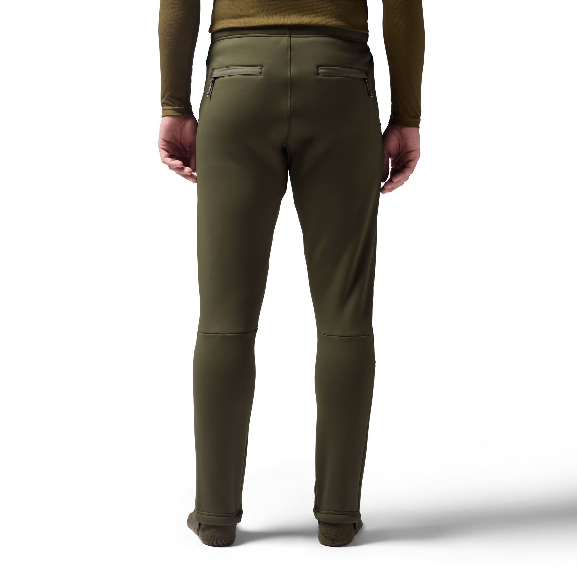 Sherpa Fleece Wader Pant in Olive, on model #olive