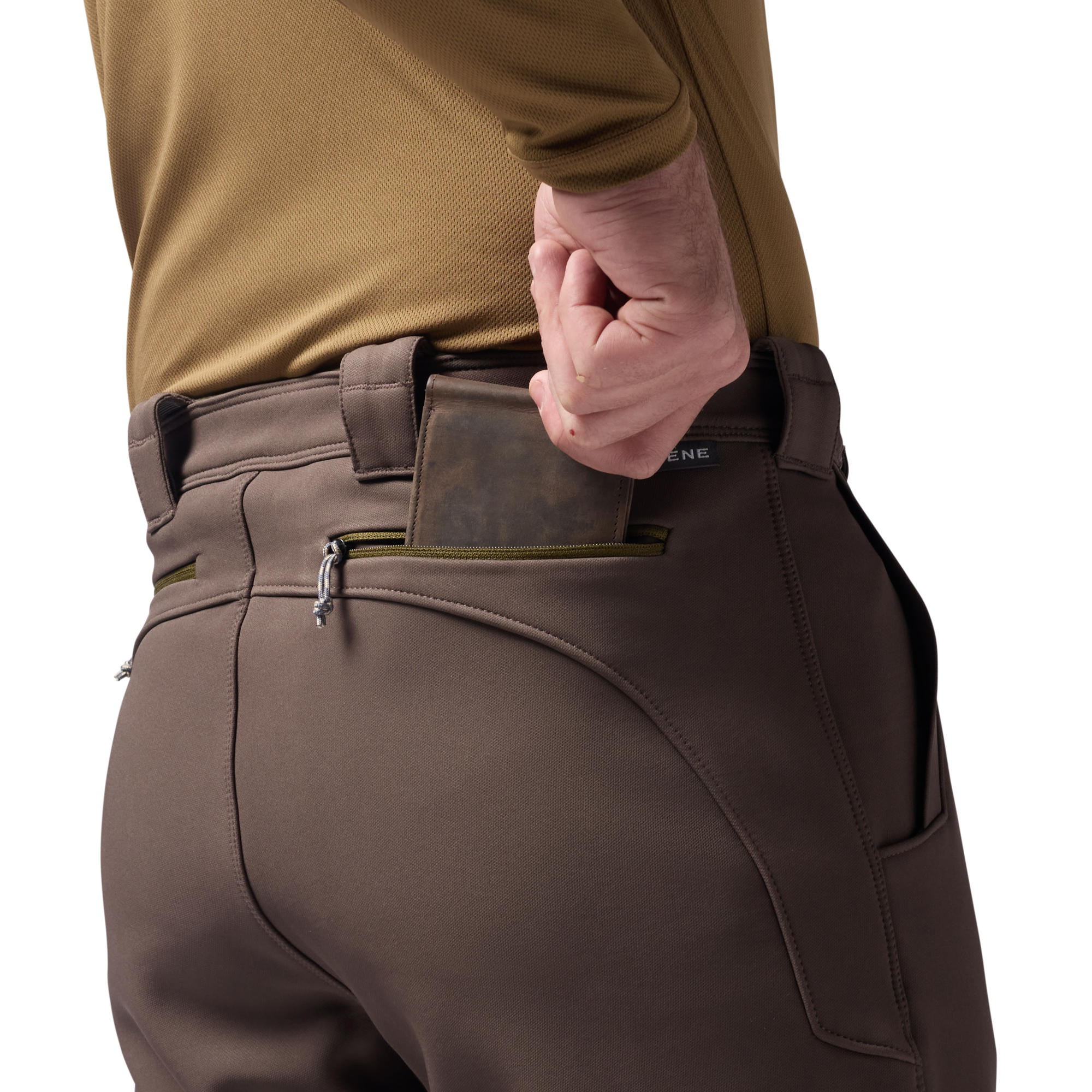 Bonded Fleece Field Pant in Brown, on model #brown