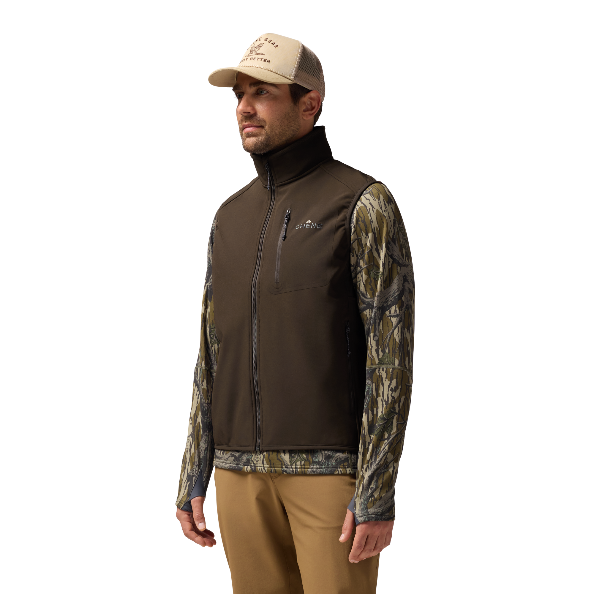 Scout Vest in Brown, on model #brown