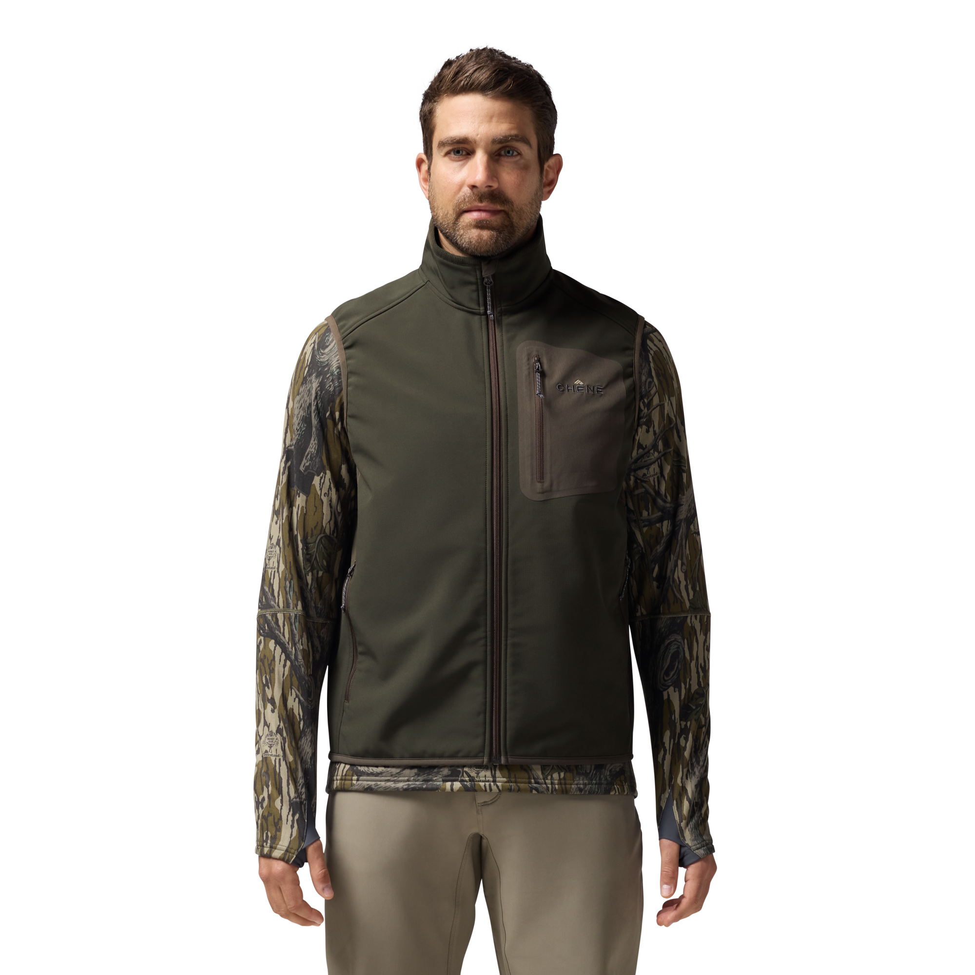 Scout Vest in Dark Green, on model #dark_green
