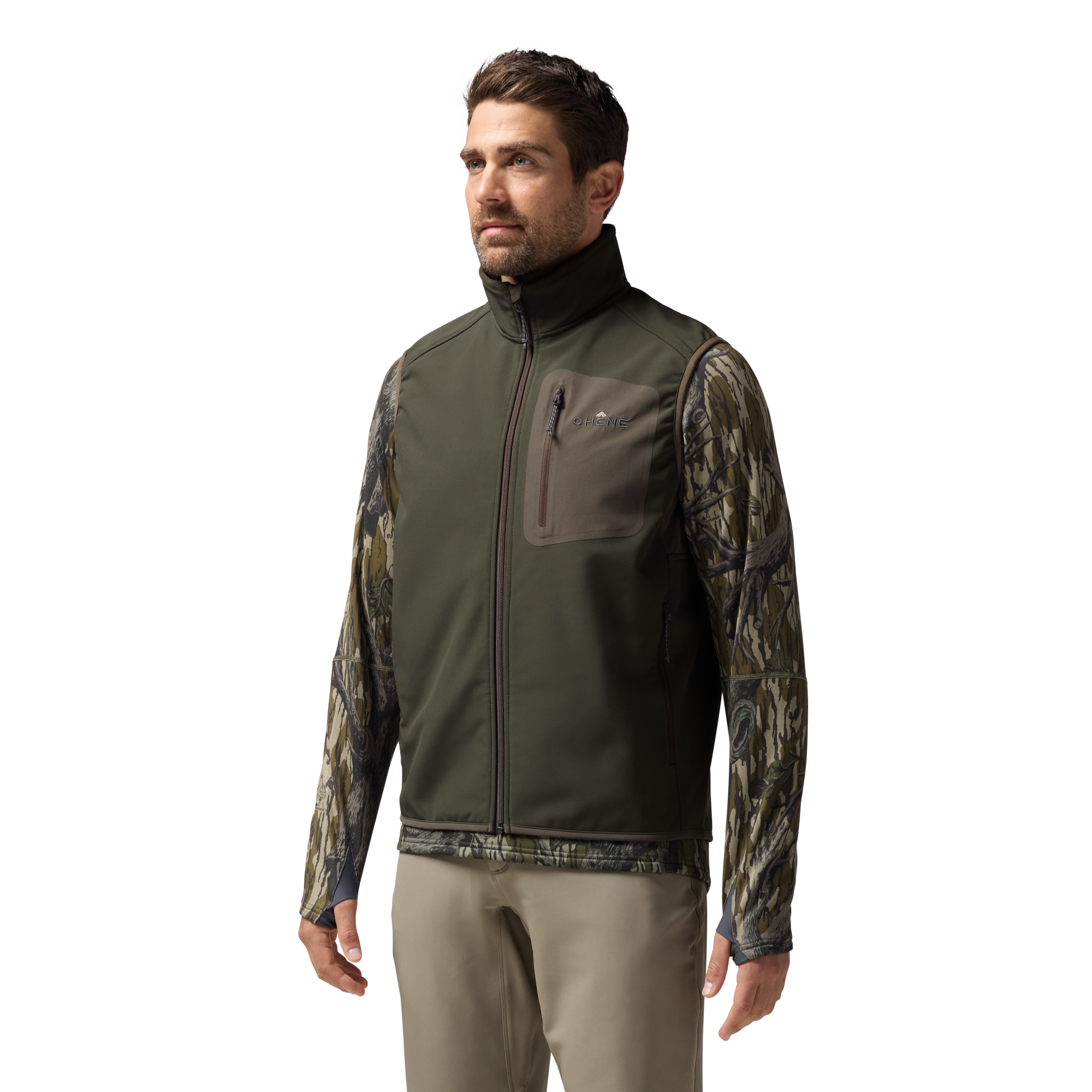 Scout Vest in Dark Green, on model #dark_green