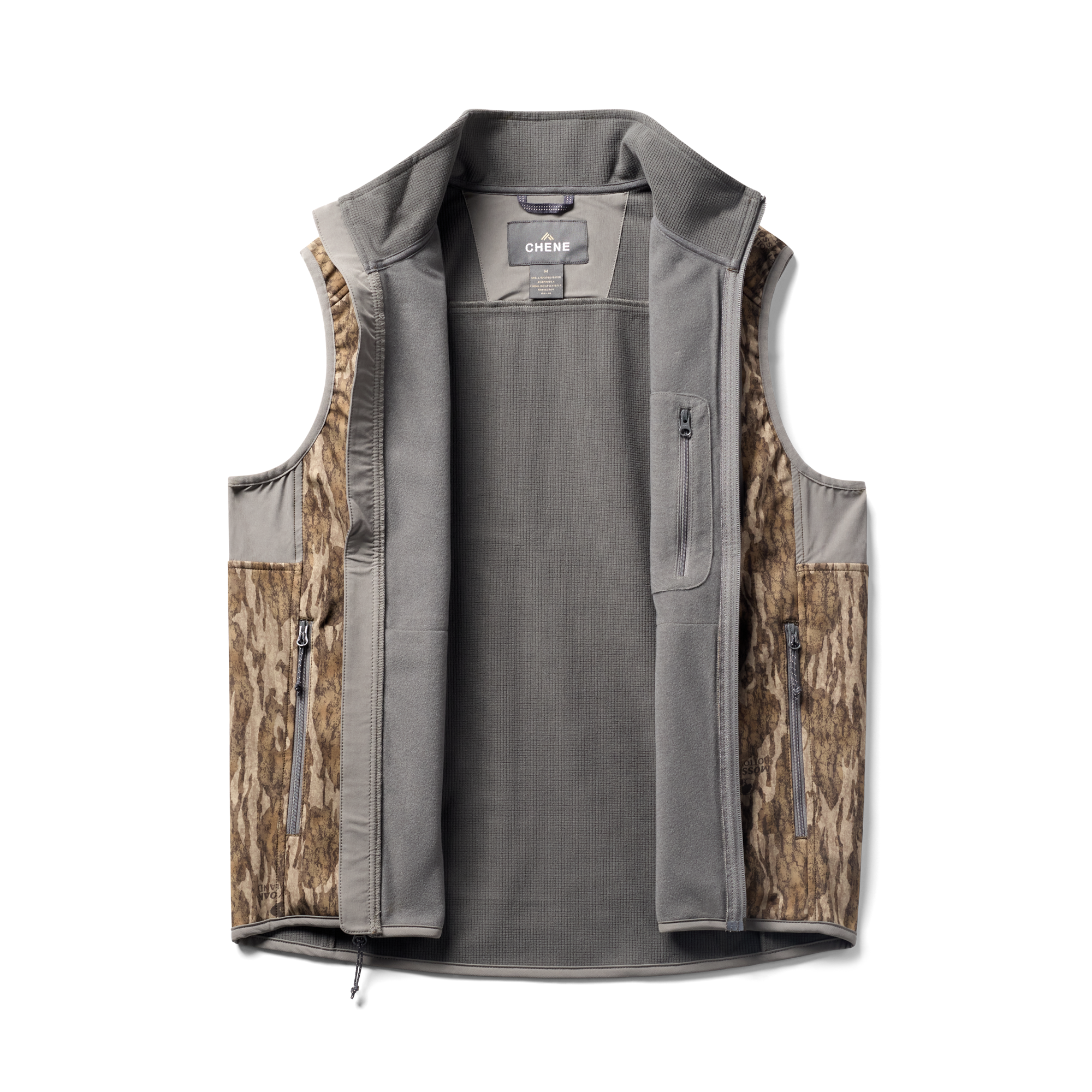 Scout Vest in Mossy Oak Bottomland, flat lay #mossy_oak_bottomland