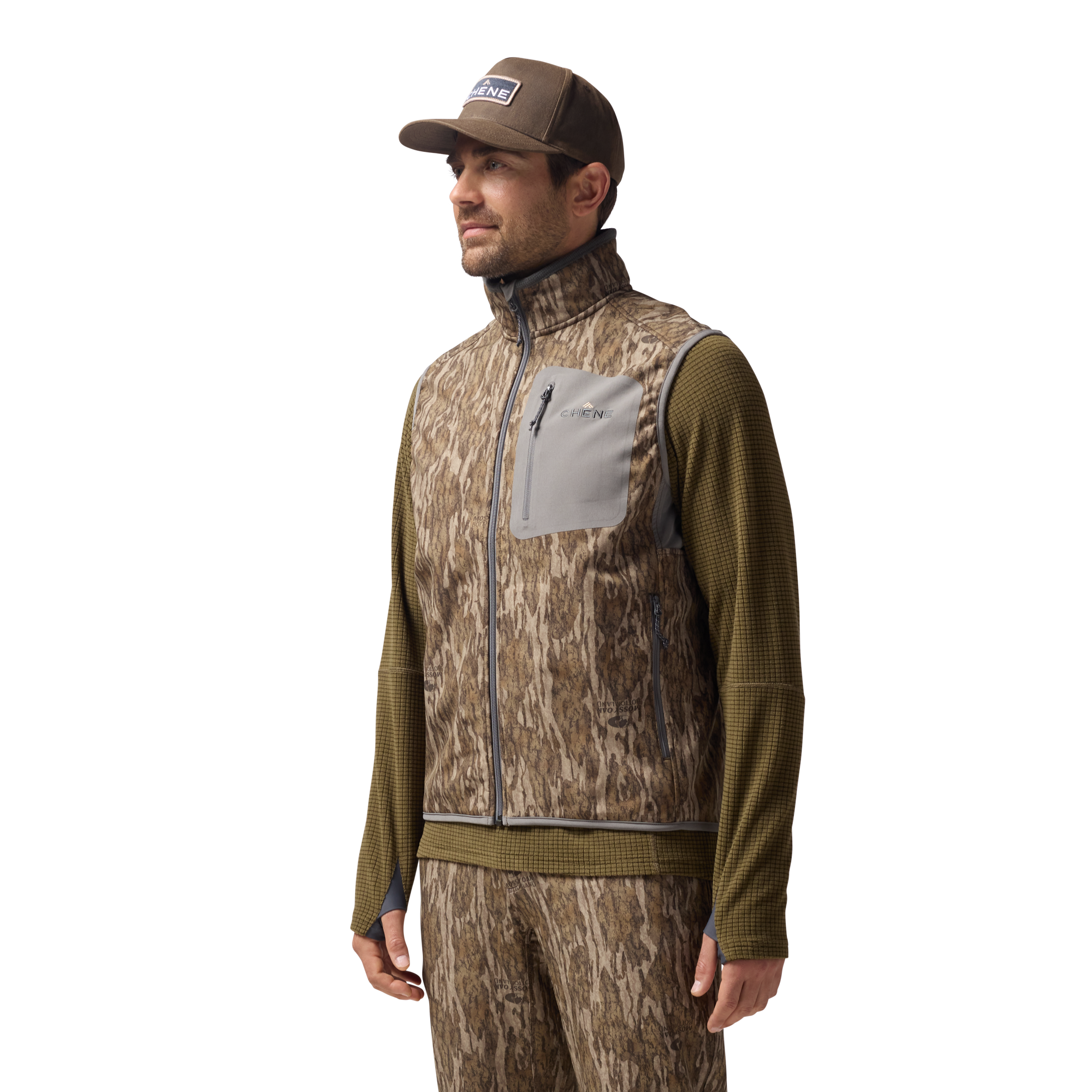 Scout Vest in Mossy Oak Bottomland, on model #mossy_oak_bottomland