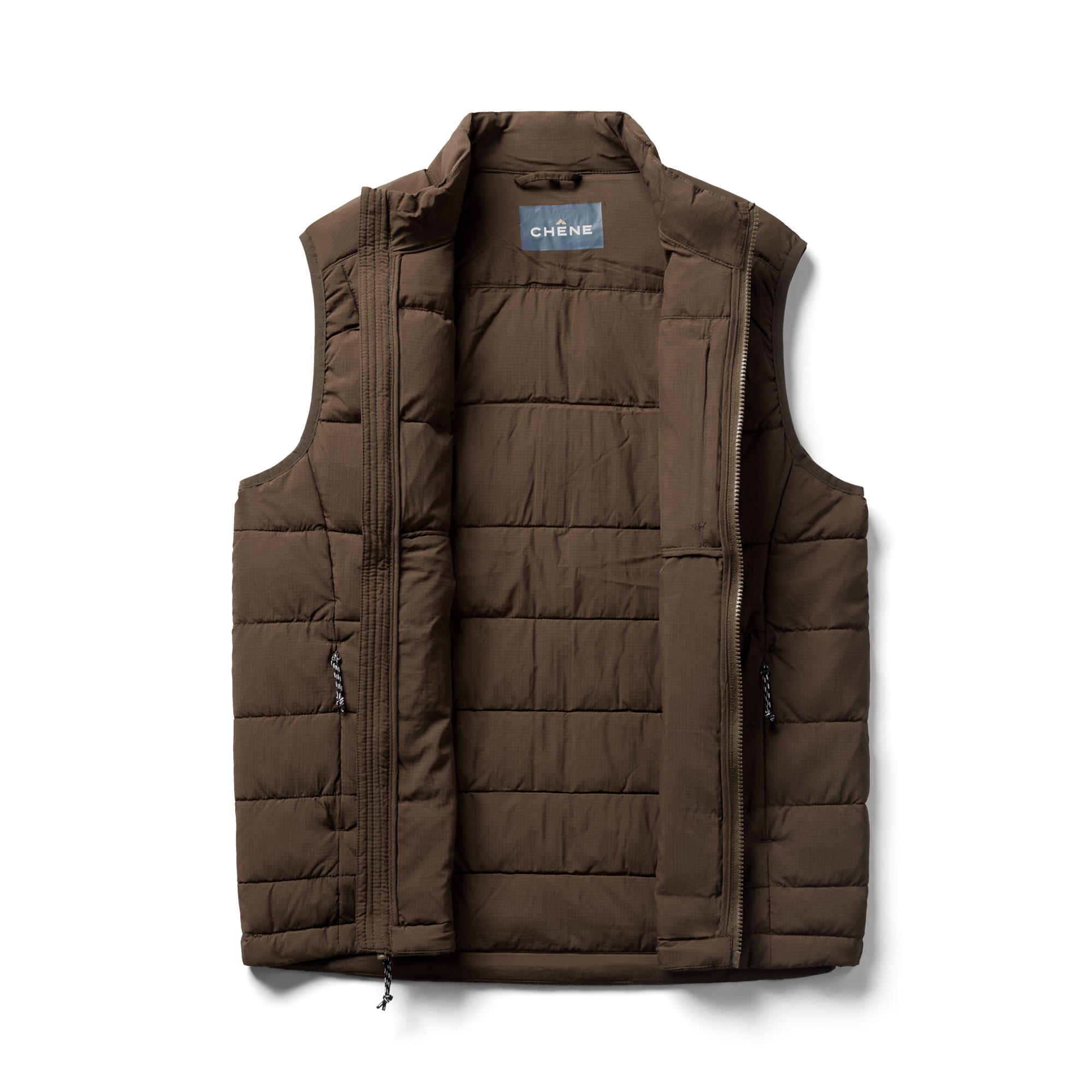 Flyweigh Vest in Brown, flat lay #brown