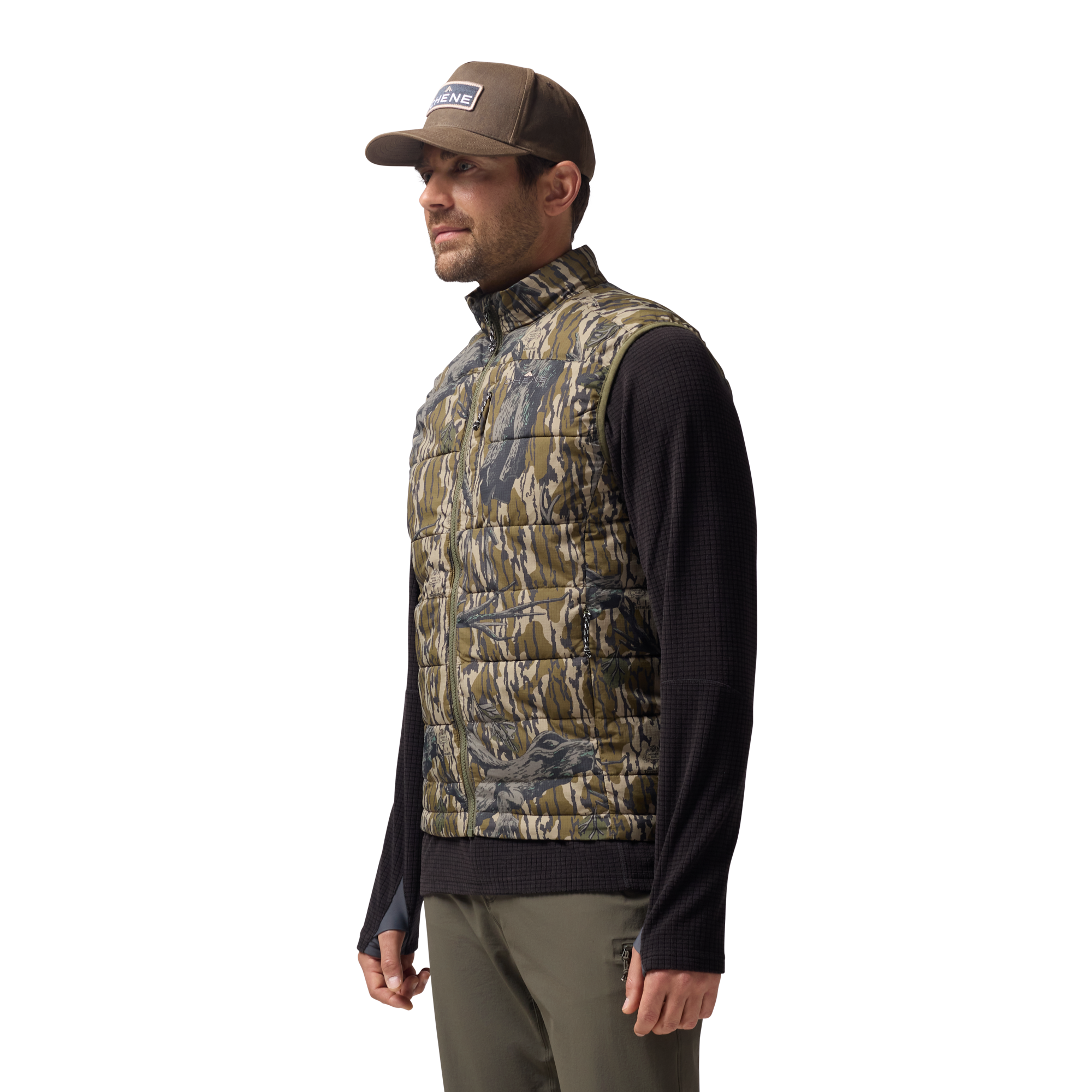 Flyweigh Vest in Mossy Oak Original Treestand, on model #mossy_oak_original_treestand