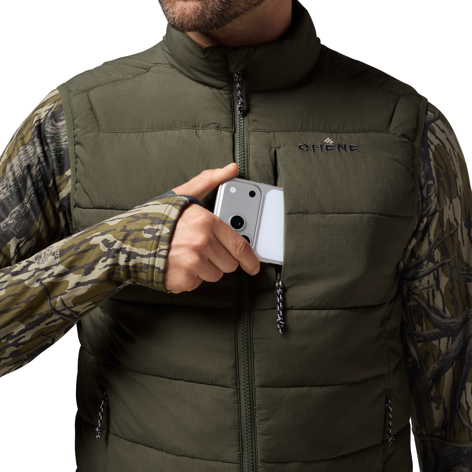 Flyweigh Vest in Olive, on model #olive