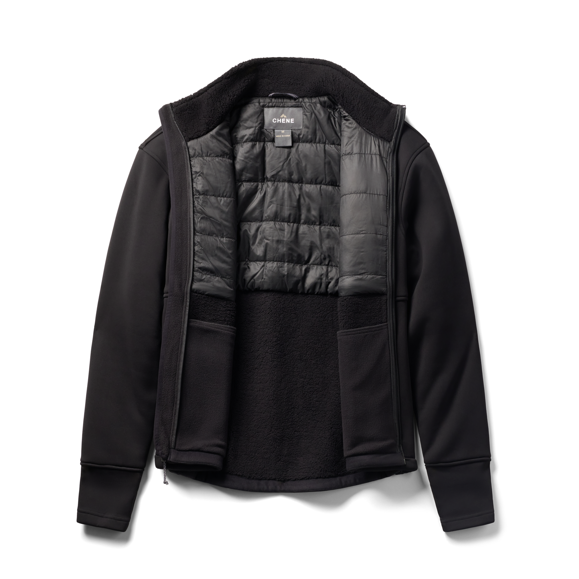 Over/Under Jacket in Black, flat lay #black