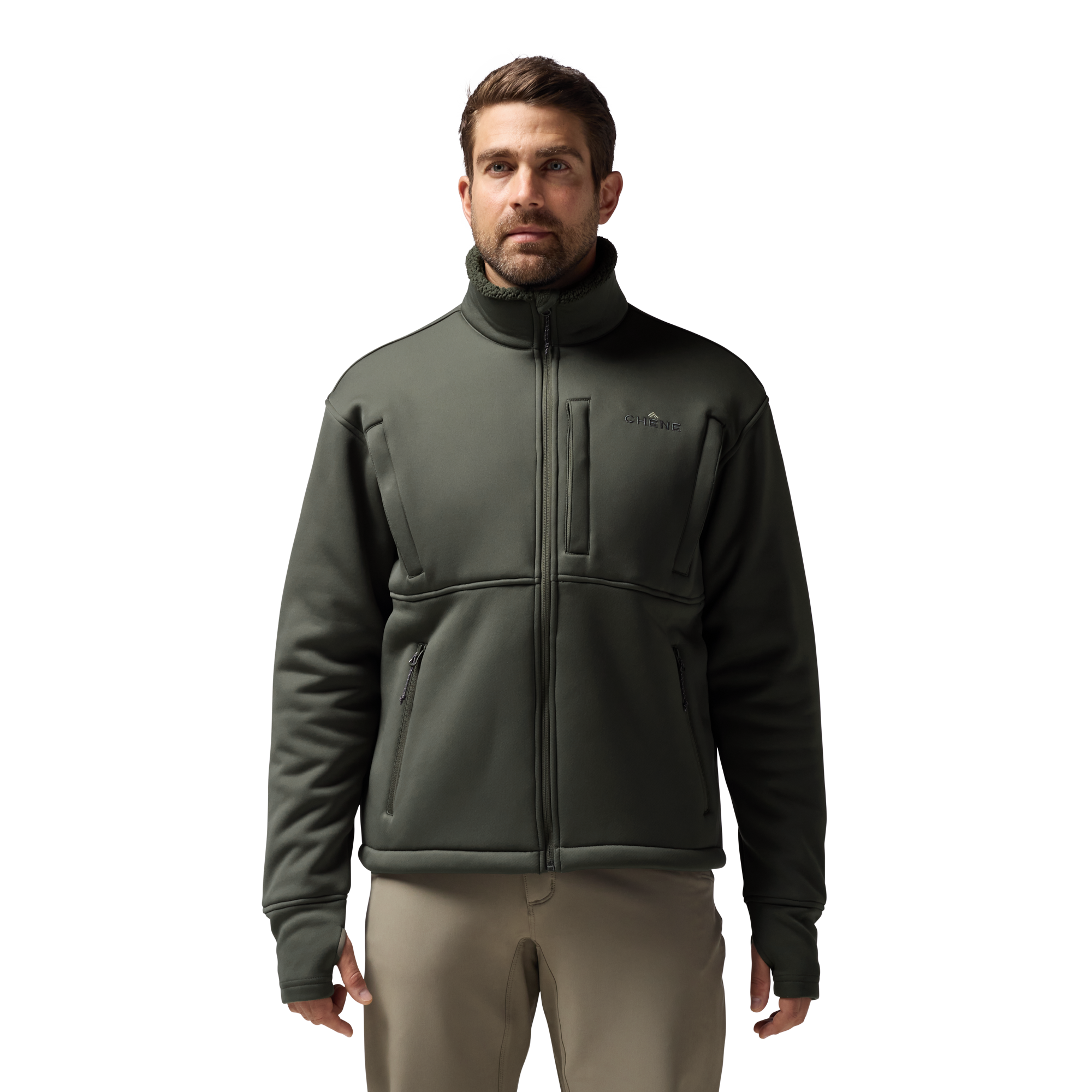 Over/Under Jacket in Cypress, on model #cypress