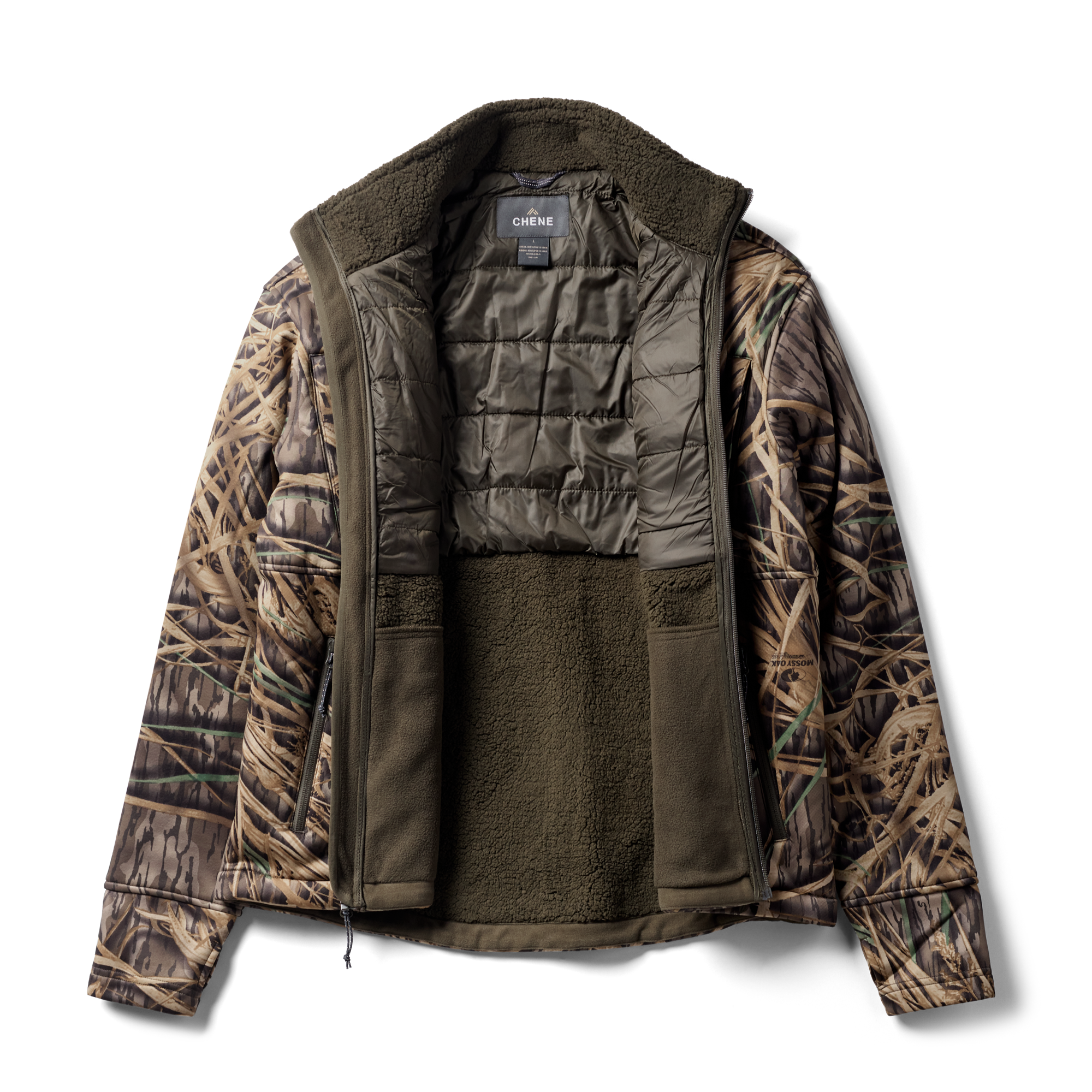 Over/Under Jacket in Mossy Oak Original Shadow Grass, flat lay #mossy_oak_original_shadow_grass