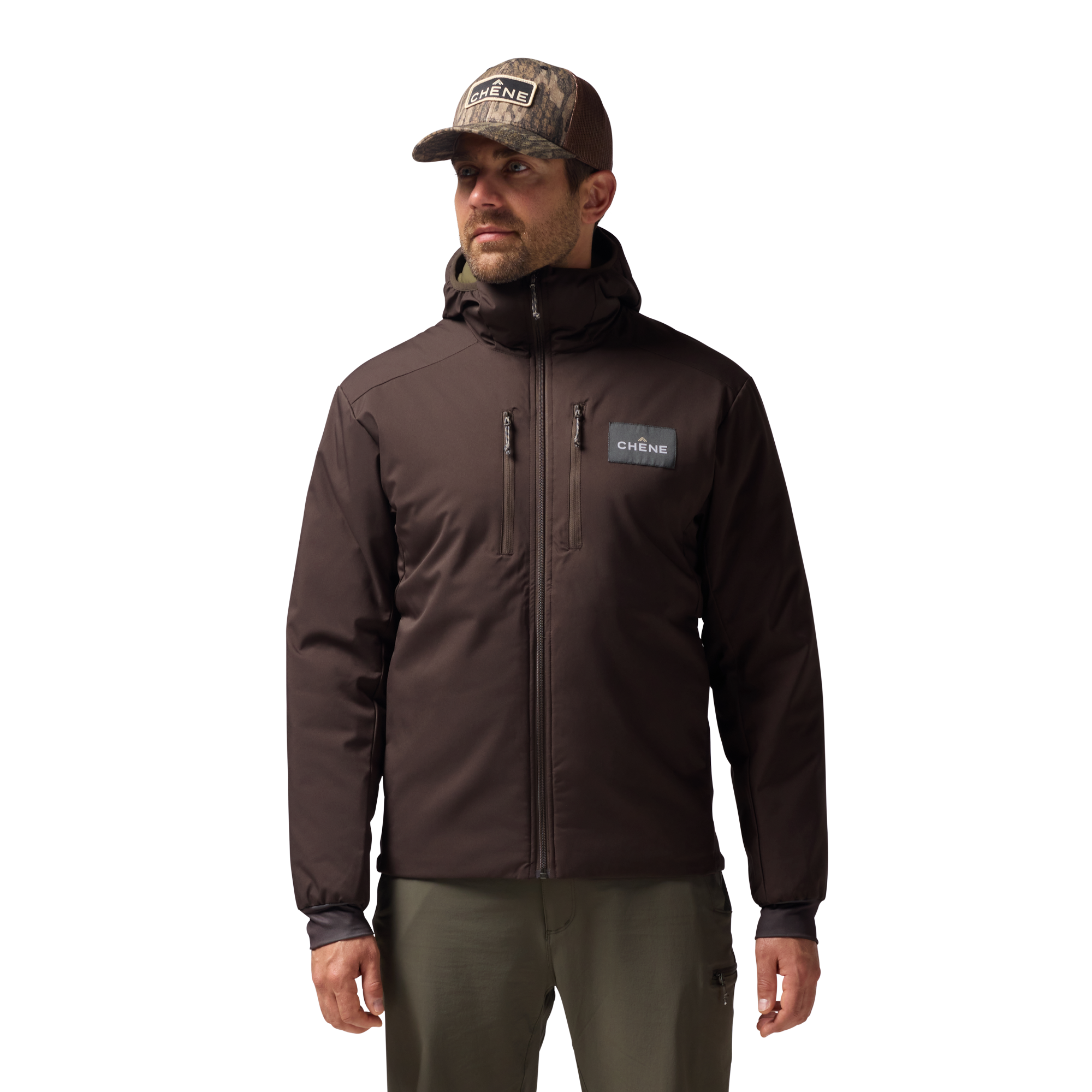 Flyweigh Jacket in Brown, on model #brown