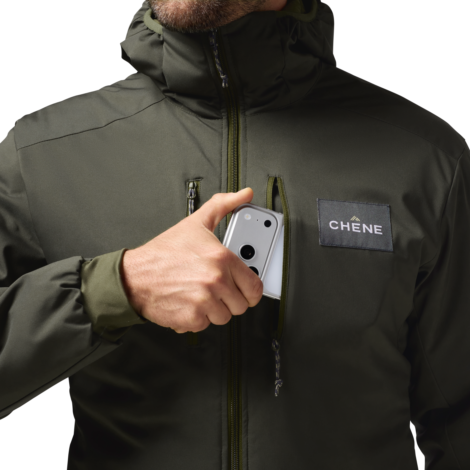 Flyweigh Jacket in Cypress, on model #cypress