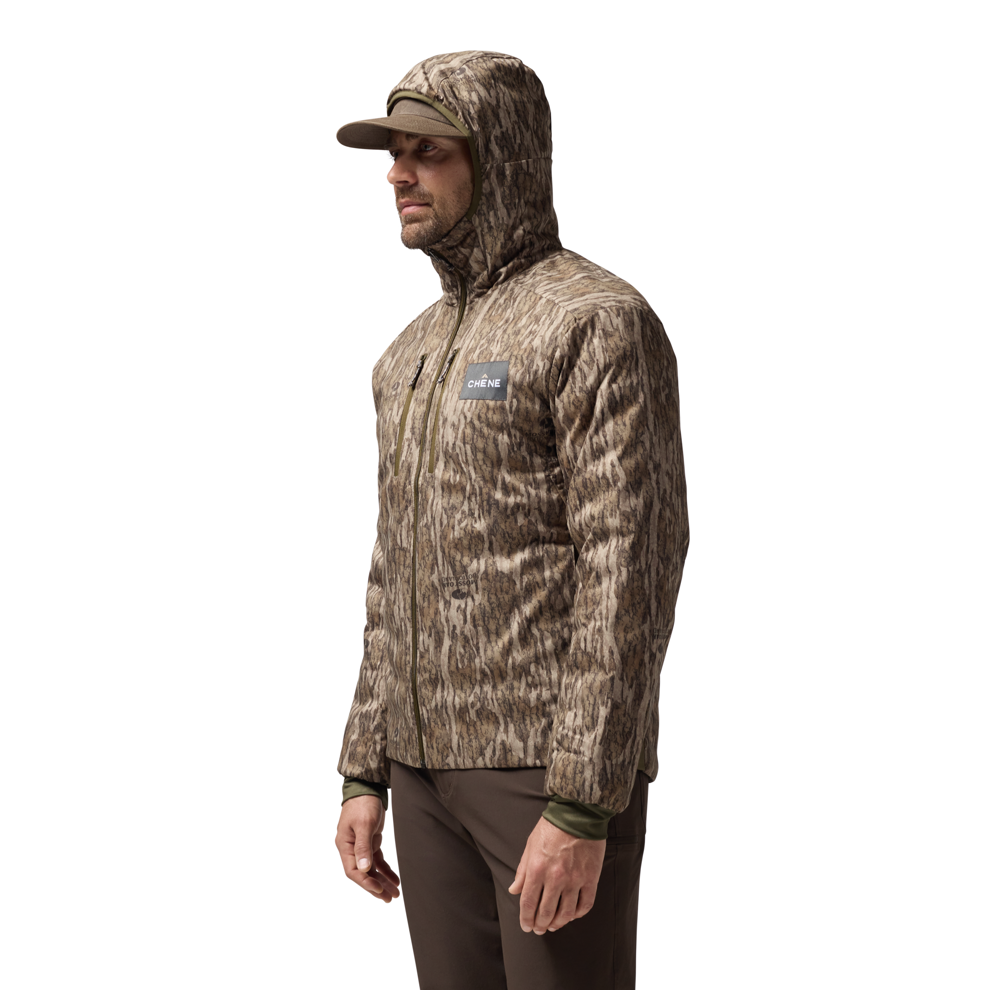 Flyweigh Jacket in Mossy Oak Bottomland, on model #mossy_oak_bottomland