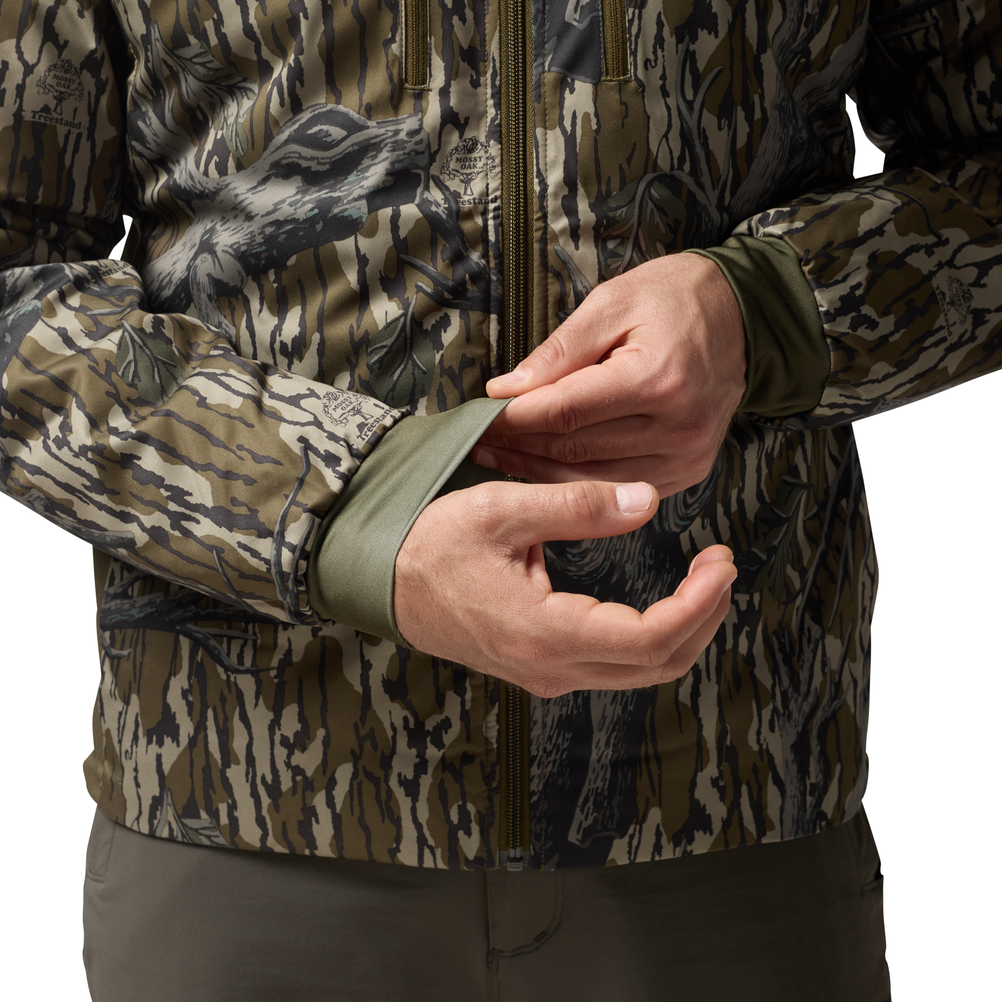 Flyweigh Jacket in Mossy Oak Original Treestand, on model #mossy_oak_original_treestand