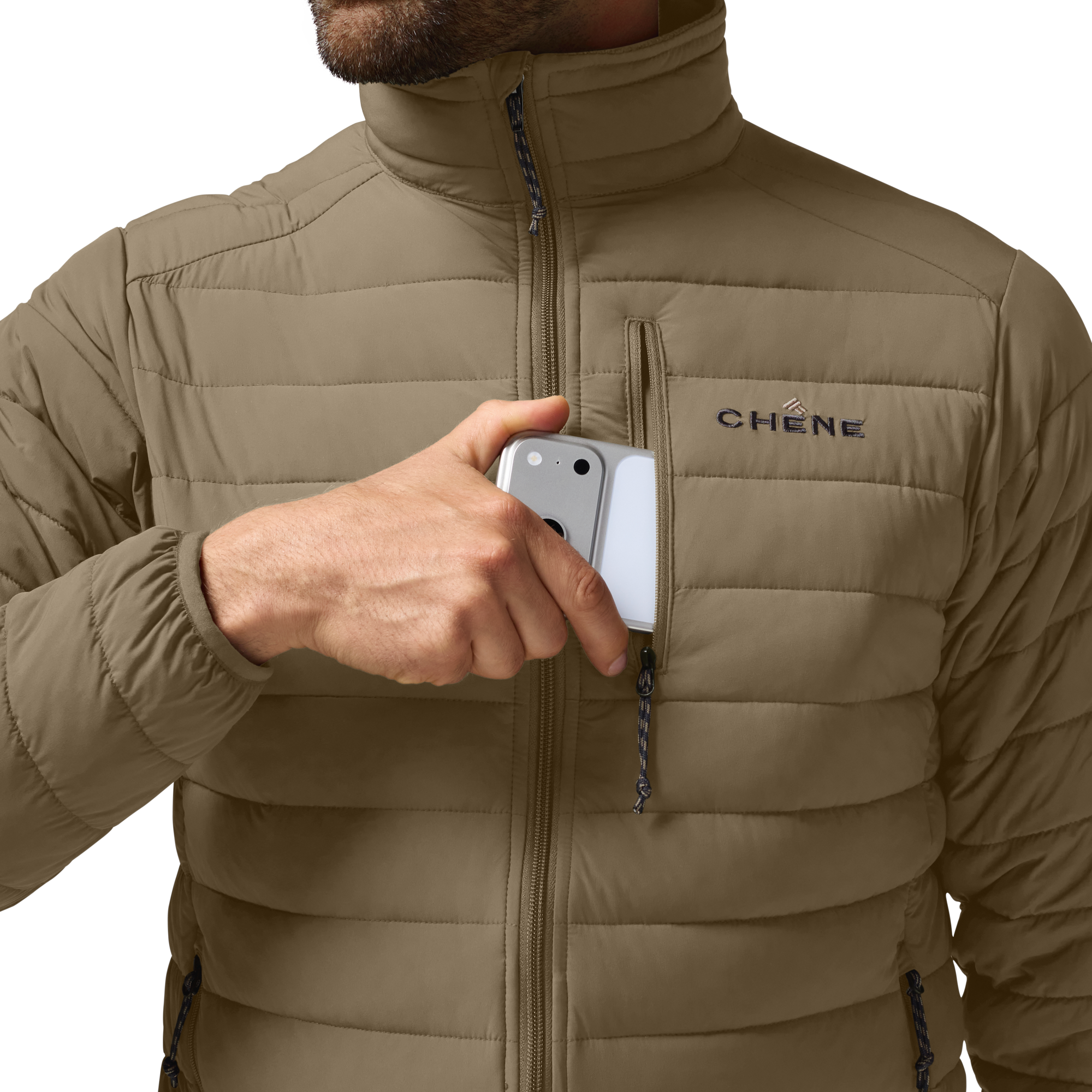 Camp Jacket in Oak, on model #oak