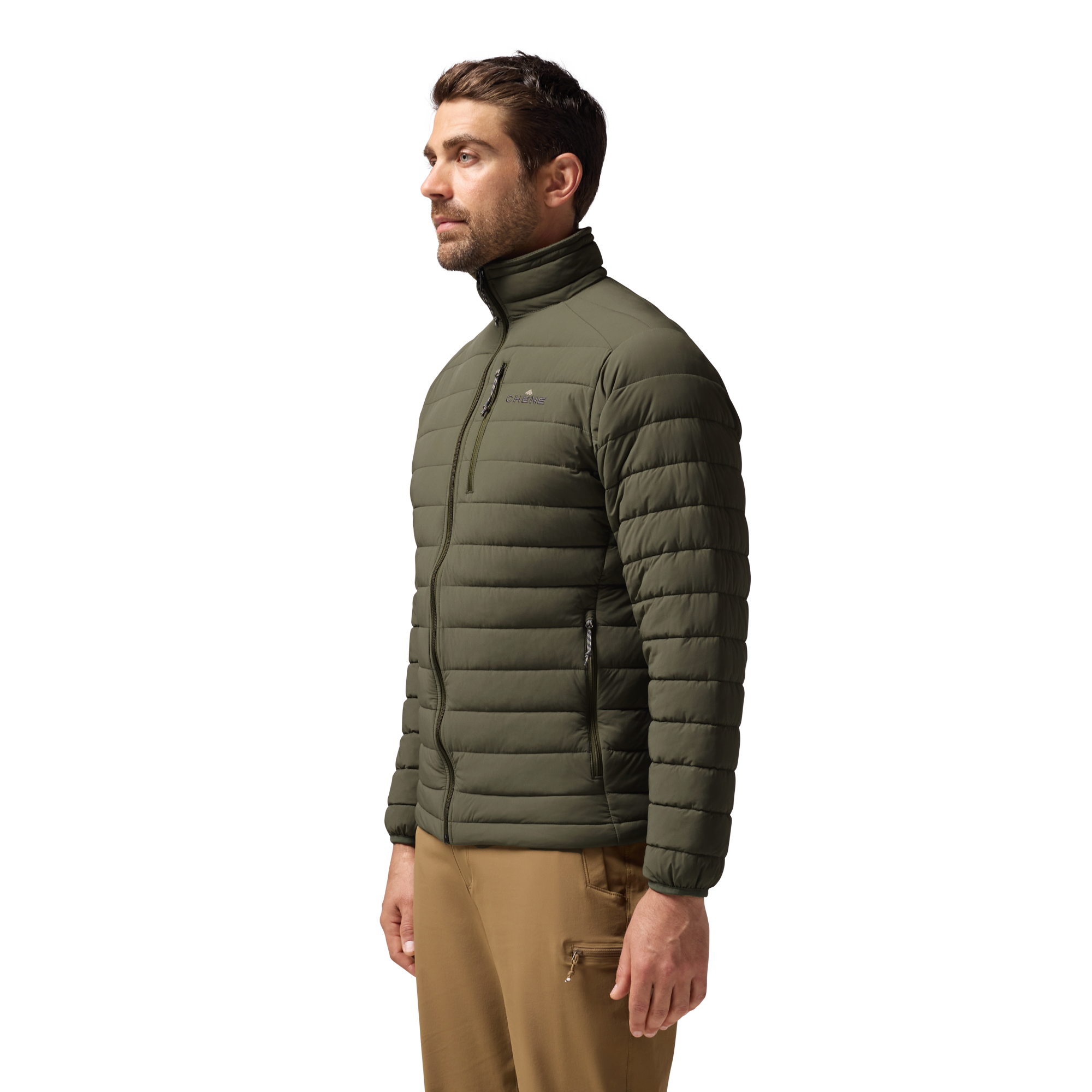 Camp Jacket in Olive, on model #olive