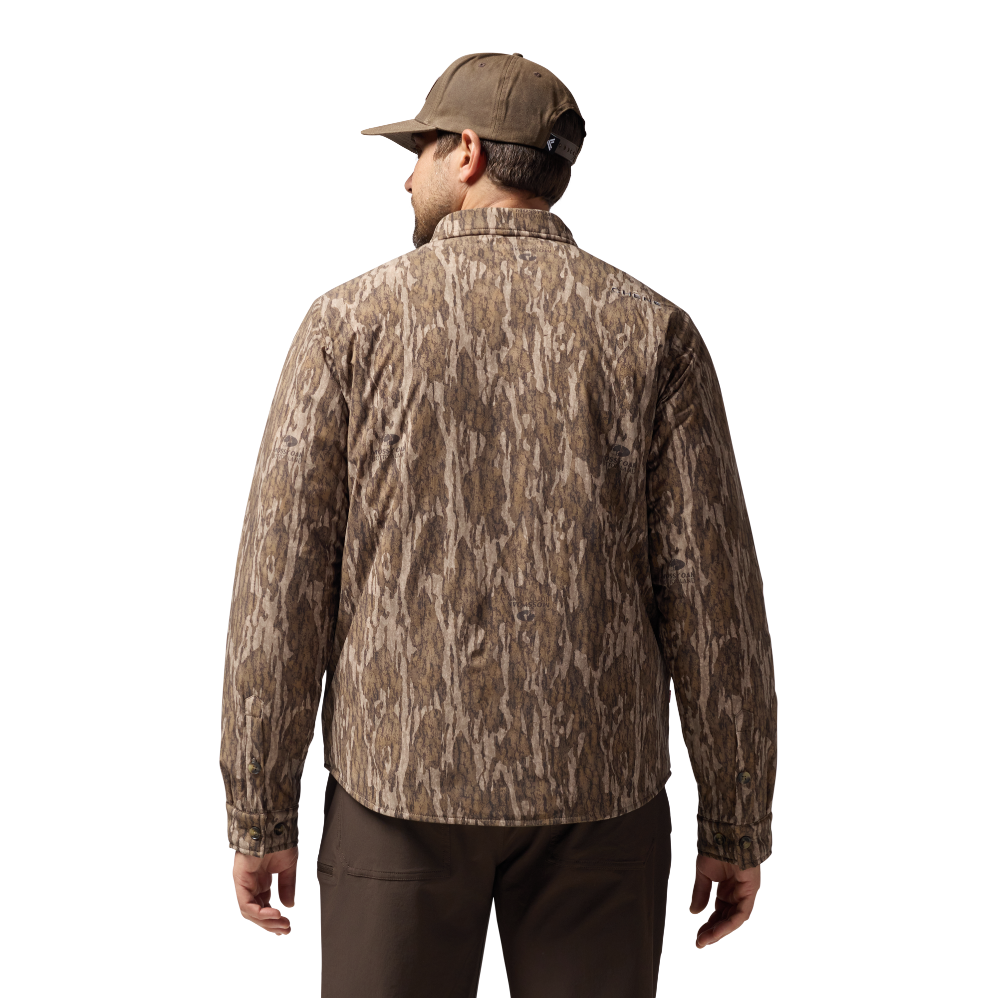 Flyweigh Jac-Shirt in Mossy Oak Bottomland, on model #mossy_oak_bottomland