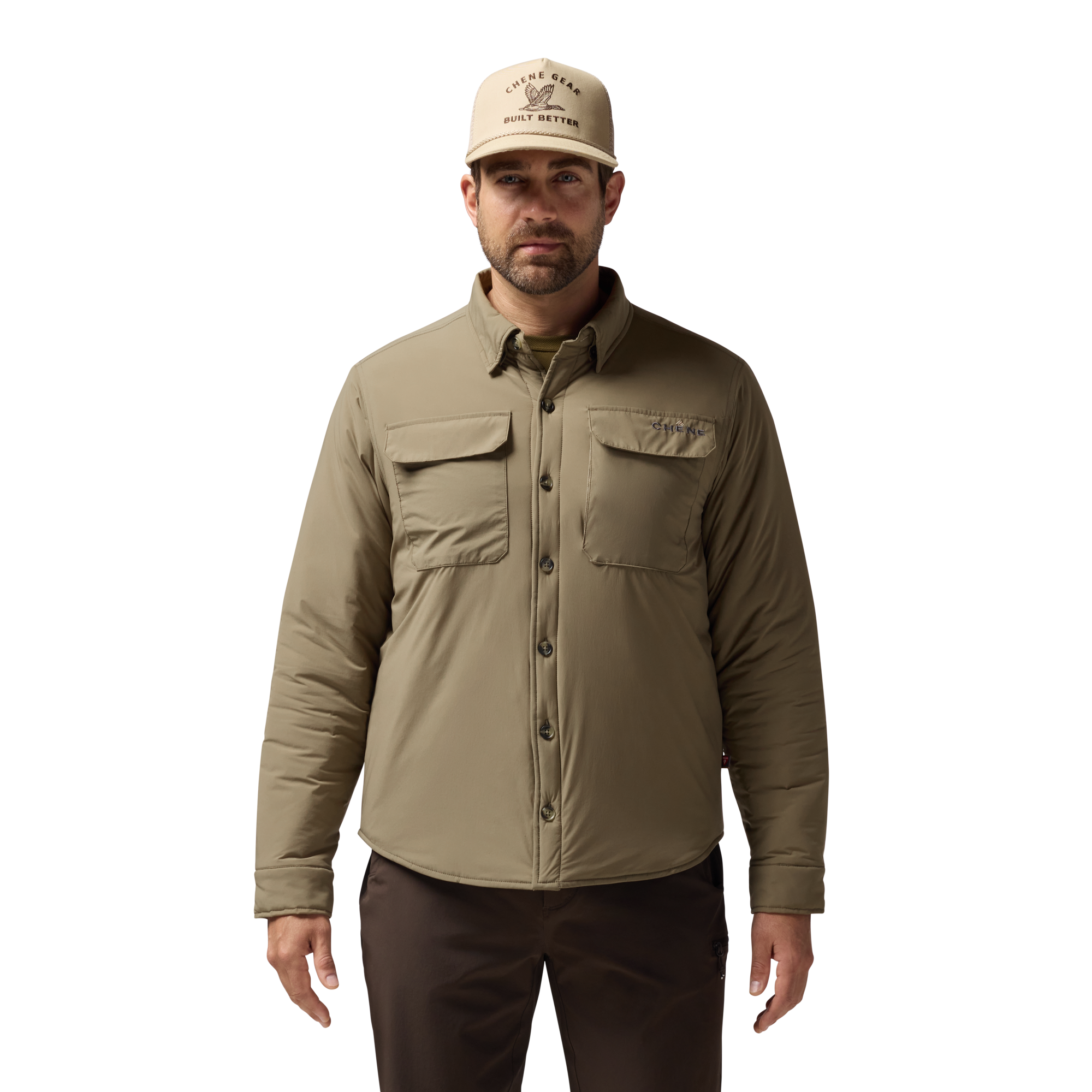 Flyweigh Jac-Shirt in Oak, on model #oak