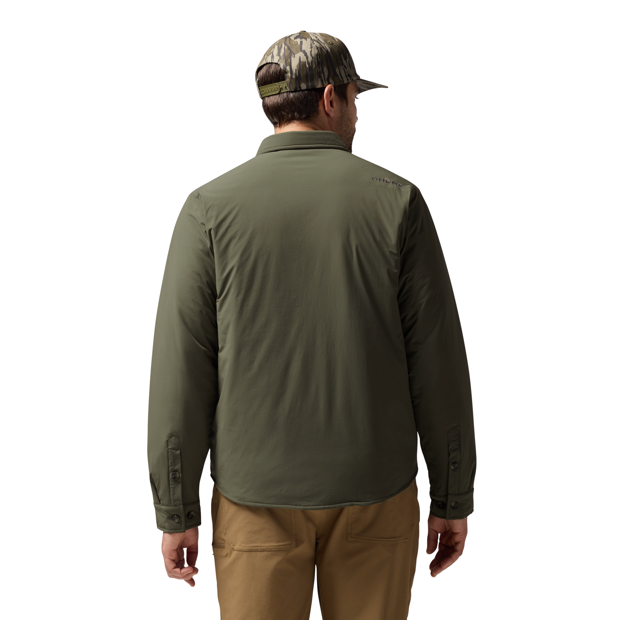 Flyweigh Jac-Shirt in Olive, on model #olive