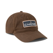 a brown hat with a logo on it