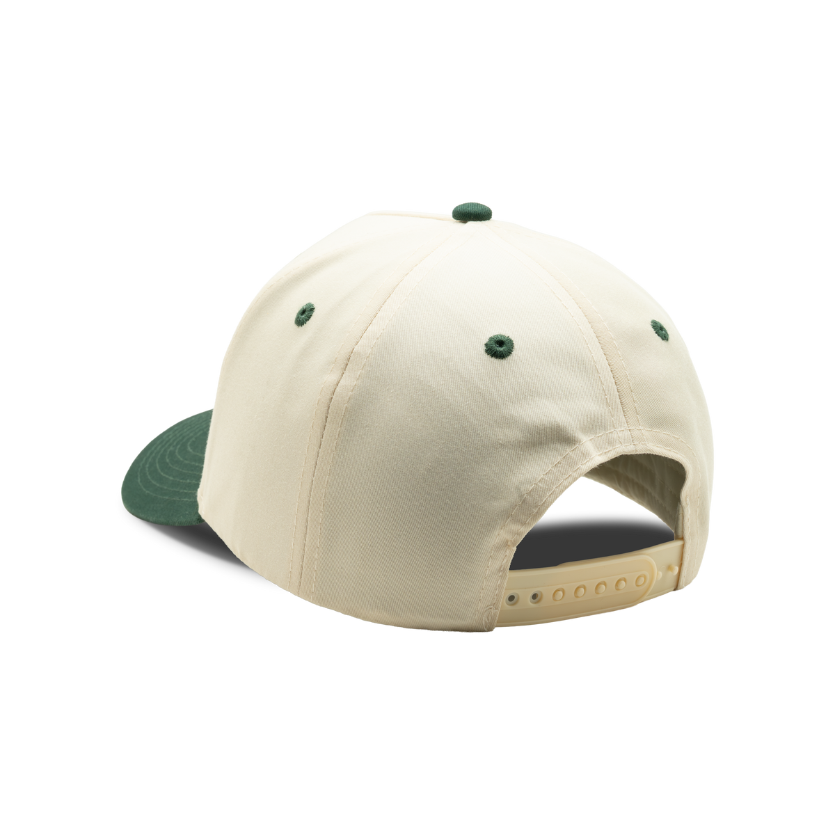 Old School Timber Mallard Cap in Natural / Dark Green, back view