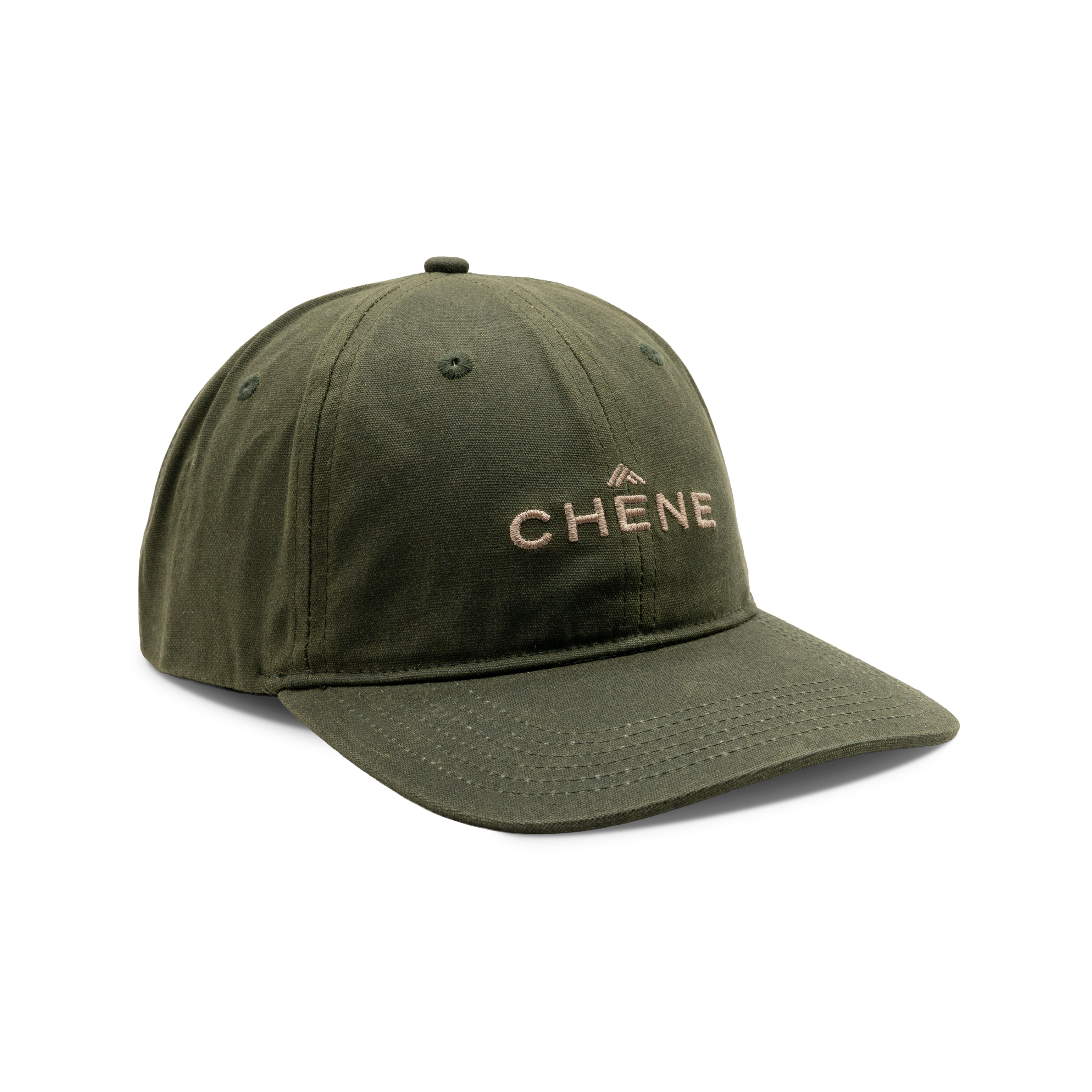 6-Panel Embroidered Waxed Cotton Cap in Dark Olive, front view #dark_olive