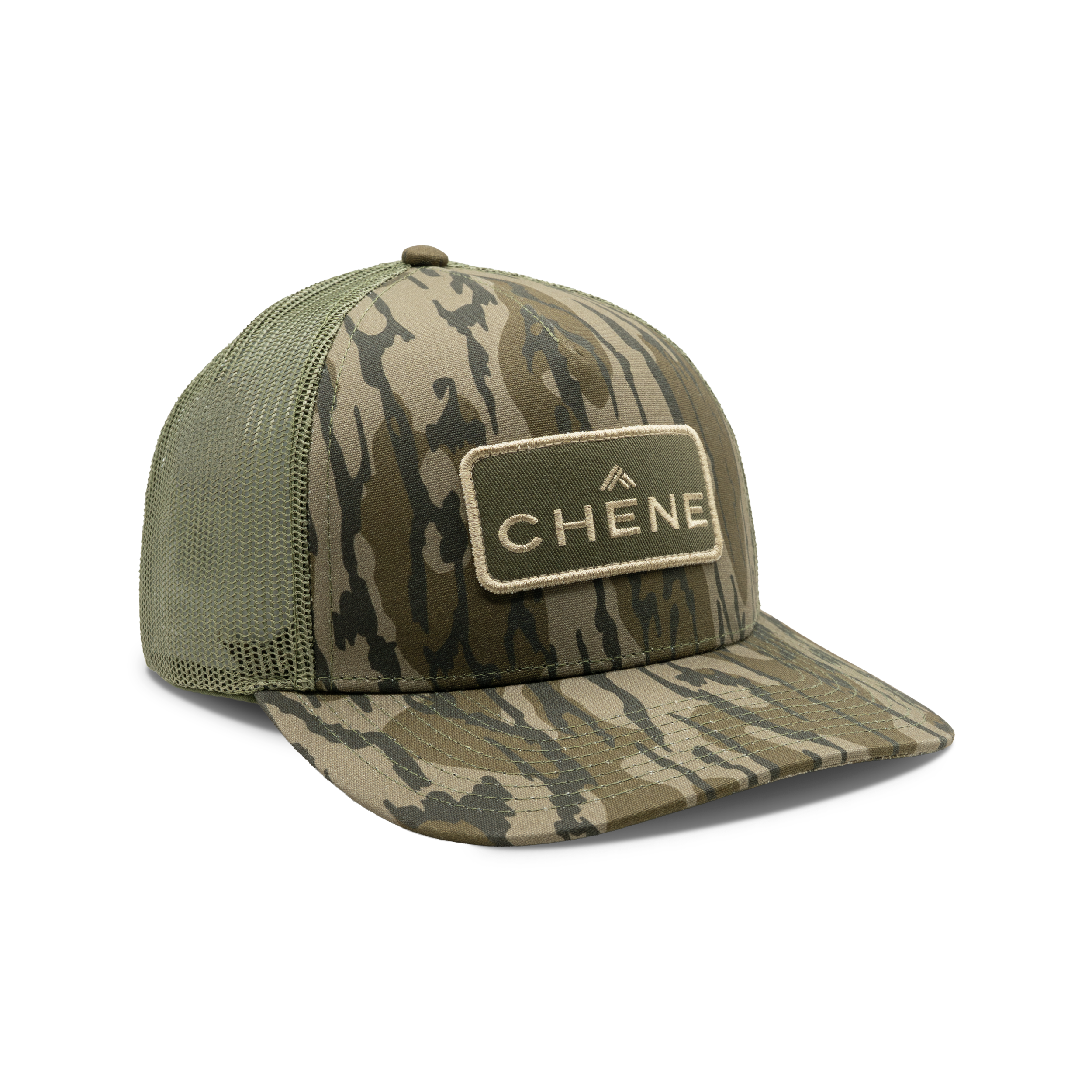 5-Panel Logo Patch Cap in Mossy Oak Original Bottomland, front view #mossy_oak_original_bottomland