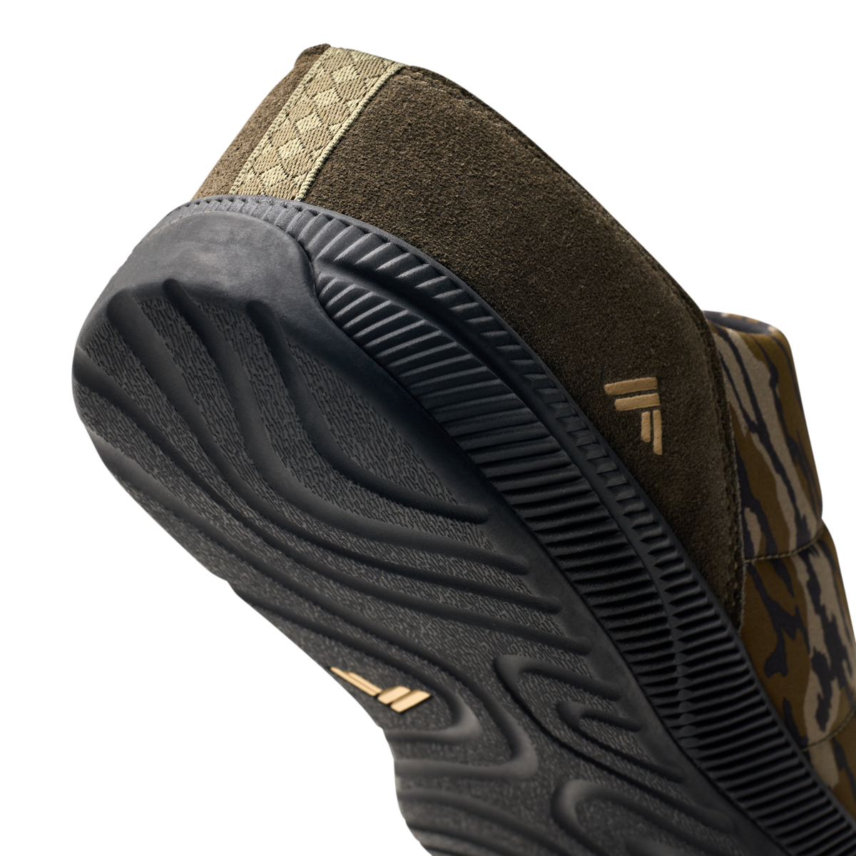 Camp Shoe in Mossy Oak Original Treestand, heel and outsole detail
