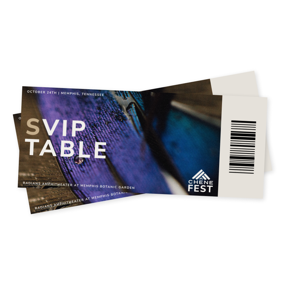 VIP table ticket for Cheene Fest event with a barcode on a white background
